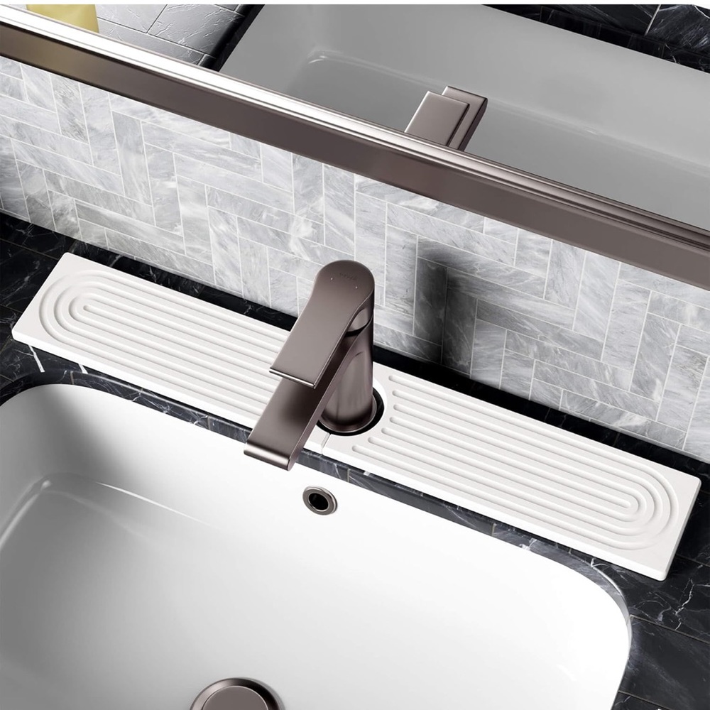 💜Stone Faucet Mat Kitchen Sink, Diatomite Sink Moisture Drying Stone 23.6” X 4”